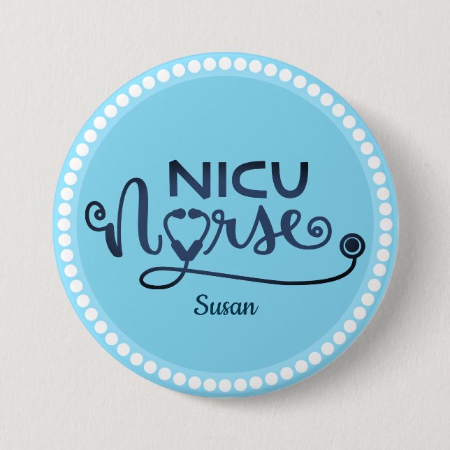 Personalisiert Nicu Nurse Blue und White Button (Vorderseite)
