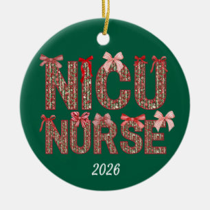 Personalisiert NICU Nurse Coquette Bow Weihnachten Keramik Ornament