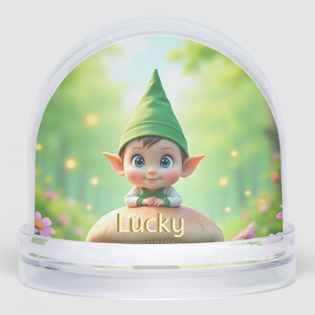 Personalisiert Niedlich Baby Elf Snow Globe Schneekugeln (Vorderseite)