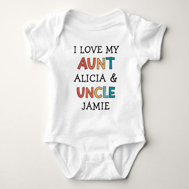 Personalisiert Niedlich I Liebe meine Tante und On Baby Strampler (Vorderseite)