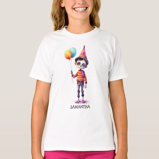Personalisiert Niedlich Kid Zombie Halloween T-Shirt (Vorderseite)