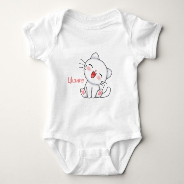 Personalisiert Niedlich Kitten Baby Strampler (Vorderseite)