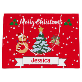 Personalisiert Niedlich Red Merry Christmas Jingle Große Geschenktüte