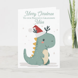 #Personalisiert Niedlich Watercolor Christmas Dino Feiertagskarte
