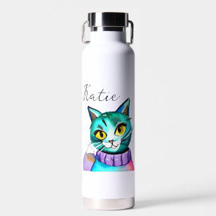 Personalisiert Niedliche Blue Kitty Cat Trinkflasche