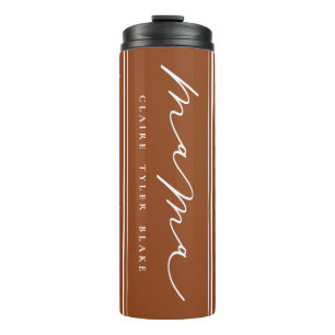 Personalisiert Niedliche Burnt Orange Mama Script Thermosbecher