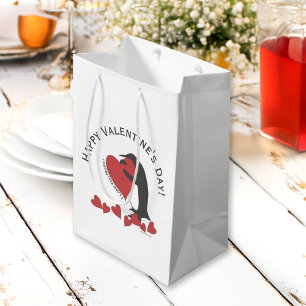 Personalisiert Niedliche Funny Pinguin Happy Valen Mittlere Geschenktüte