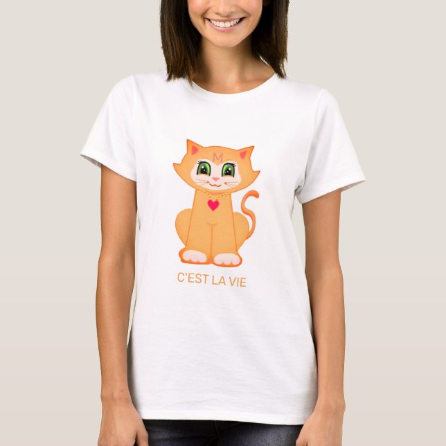Personalisiert Niedliche Ginger Kitty Cat T-Shirt (Vorderseite)