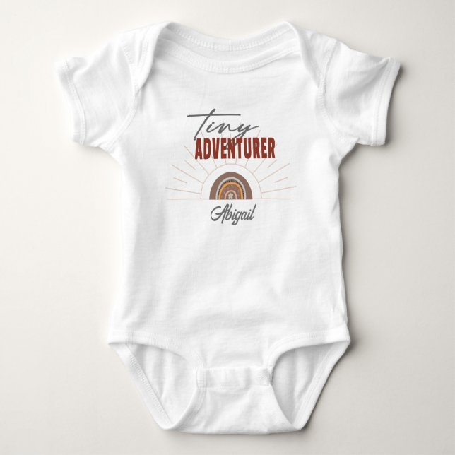 Personalisiert Niedliche Girl Boho Tiny Adventurer Baby Strampler (Vorderseite)
