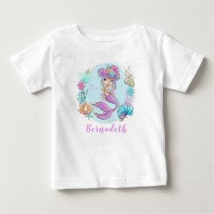 Personalisiert Niedliche Little Mermaid Baby T-shirt