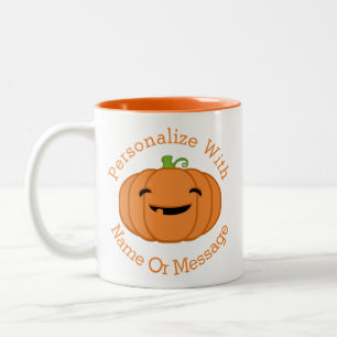 PERSONALISIERT Niedlicher Kürbis Zweifarbige Tasse