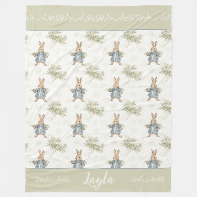 Personalisiert Niedlicher Peter Rabbit Baby Fleecedecke (Vorderseite)