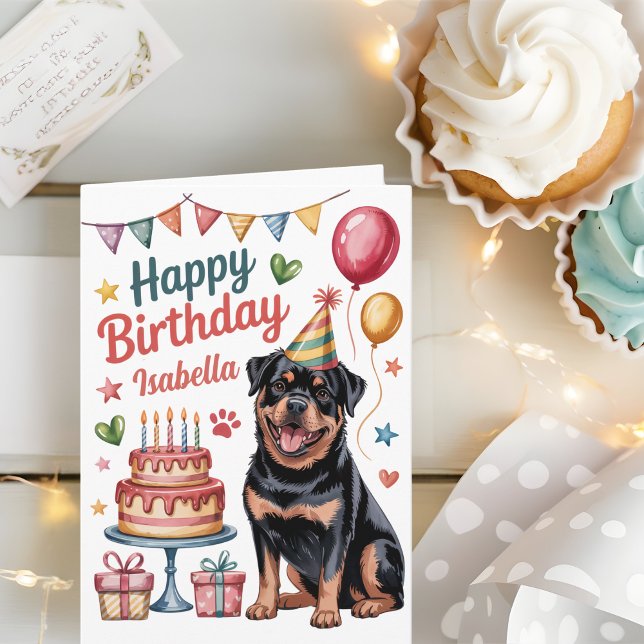 Personalisiert Niedlicher Rottweiler Geburtstag Karte (Von Creator hochgeladen)