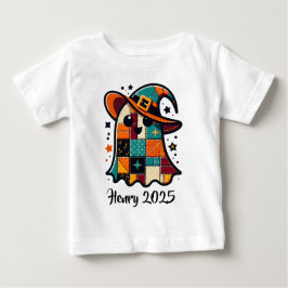 Personalisiert Niedliches Patchwork-Ghost-Hallowee Baby T-shirt