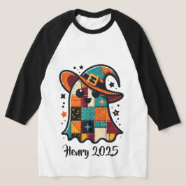 Personalisiert Niedliches Patchwork-Ghost-Hallowee T-Shirt