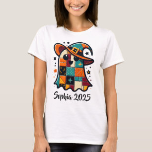 Personalisiert Niedliches Patchwork-Ghost-Hallowee T-Shirt