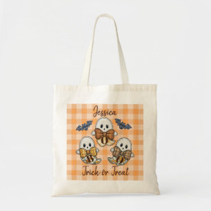 Personalisiert Niedliches Patchwork-Ghost-Hallowee Tragetasche