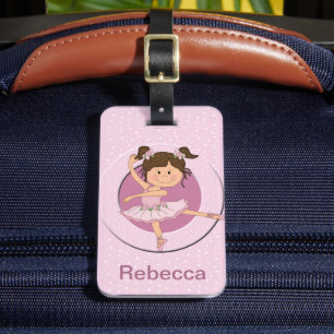 Personalisiert Niedliches Rosa Ballerina Gepäckanhänger
