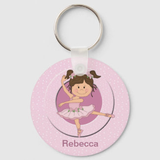 Personalisiert Niedliches Rosa Ballerina Schlüsselanhänger