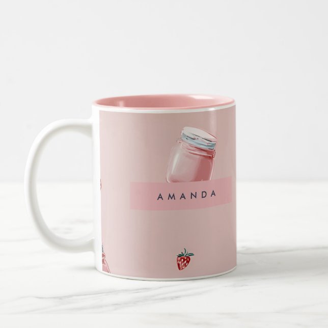 Personalisiert Niedliches Rosa Strawberry Jar Must Zweifarbige Tasse (Links)