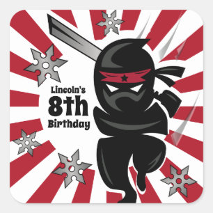 Personalisiert Ninja Samurai Warrior Birthday Quadratischer Aufkleber