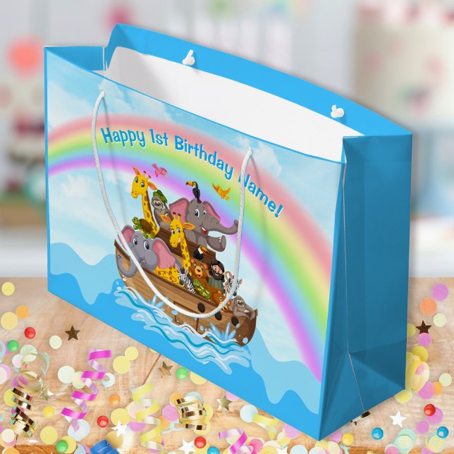 Personalisiert, Noah's Ark Gift, Beutel in 4 Größe Große Geschenktüte (Noah's Ark Gift Bags. Christian Birthday Party Ideas. Noah's Ark theme birthday party. Noahs Ark)