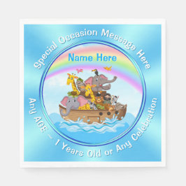 Personalisiert, Noah's Ark Napkins, Noah's Ark Par Serviette
