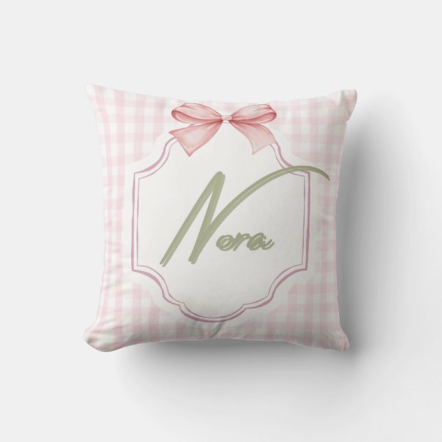 Personalisiert Nora Baby Girl Kinderzimmer Bow&Gin Kissen (Vorderseite)