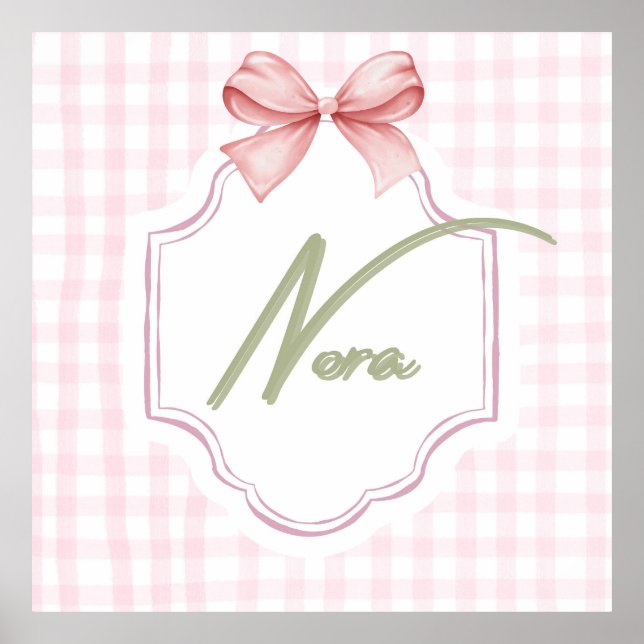 Personalisiert Nora Baby Girl Kinderzimmer Bow&Gin Poster (Vorne)