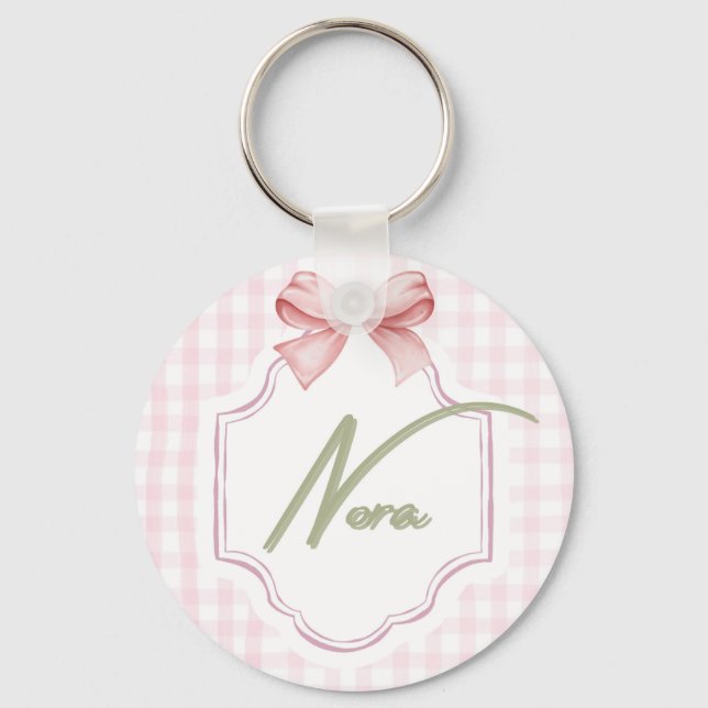 Personalisiert Nora Baby Girl Kinderzimmer Bow&Gin Schlüsselanhänger (Vorderseite)