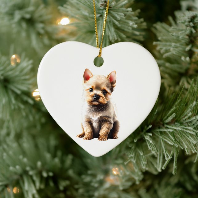 Personalisiert Norwich Terrier Puppy Keramik Ornament (Baum)