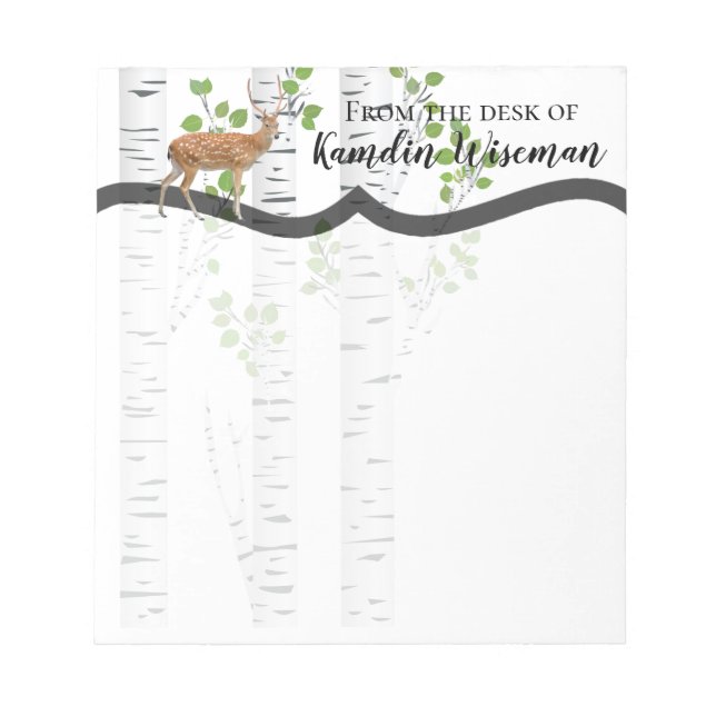 Personalisiert Notepad Deer Doe Buck Woodland Hunt Notizblock (Vorderseite)