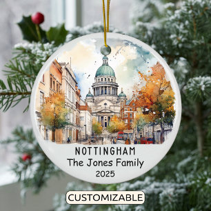 Personalisiert Nottingham Ornament, England Keramik Ornament