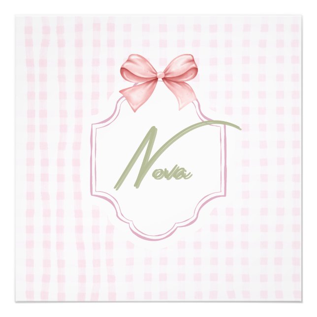 Personalisiert Nova Baby Girl Kinderzimmer Bow&Gin Fotodruck (Vorne)