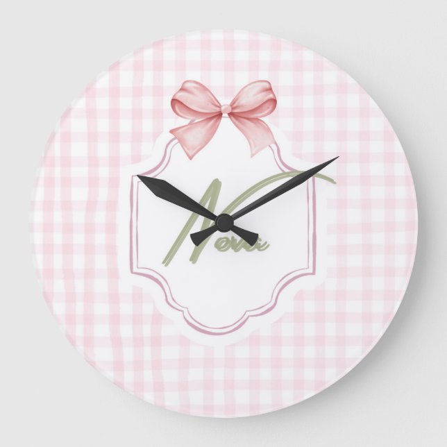 Personalisiert Nova Baby Girl Kinderzimmer Bow&Gin Große Wanduhr (Vorderseite)