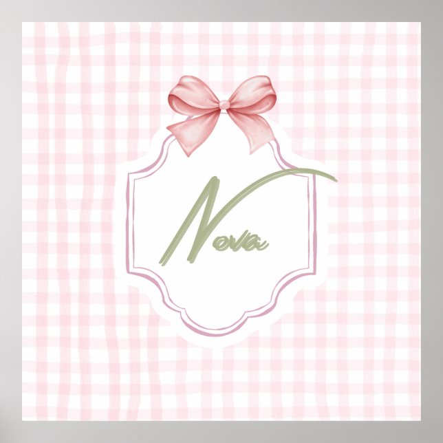 Personalisiert Nova Baby Girl Kinderzimmer Bow&Gin Poster (Vorne)