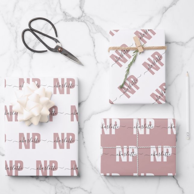 Personalisiert NP Nurse Practitioner Abschluss Chi Geschenkpapier Set (Vorderseite)