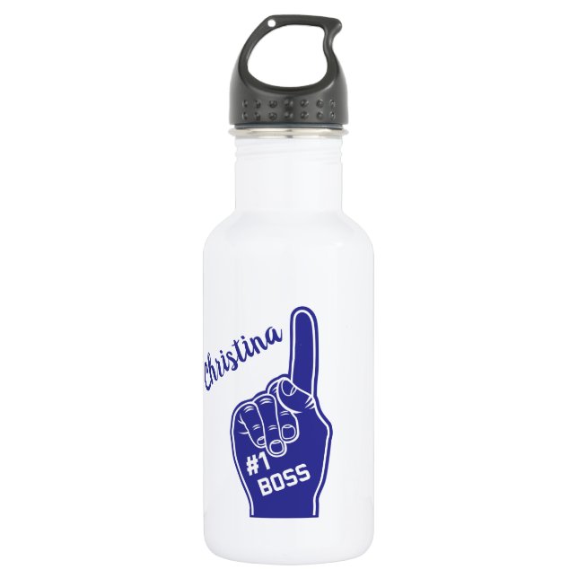 Personalisiert Nummer Eins Boss Foam Finger Edelstahlflasche (Vorderseite)