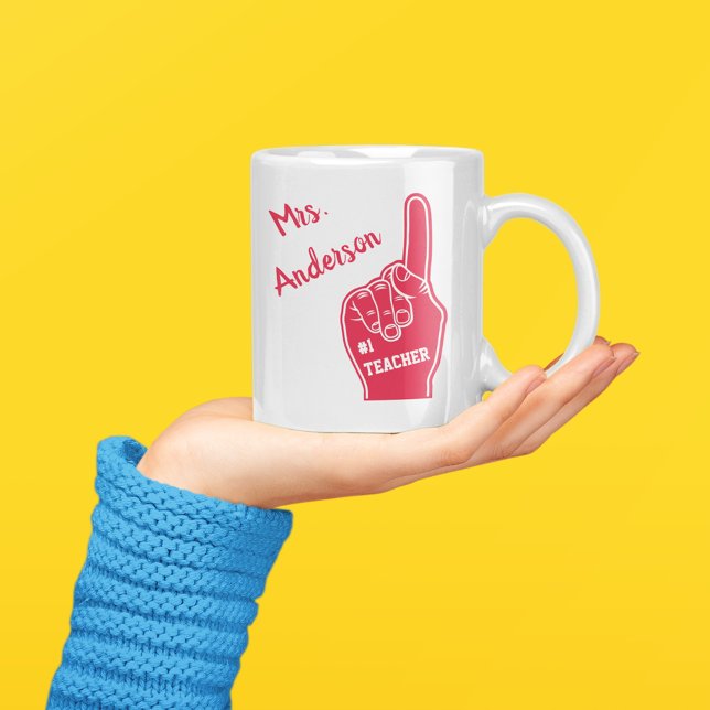 Personalisiert Nummer Eins Lehrerin Foam Finger Kaffeetasse (Von Creator hochgeladen)