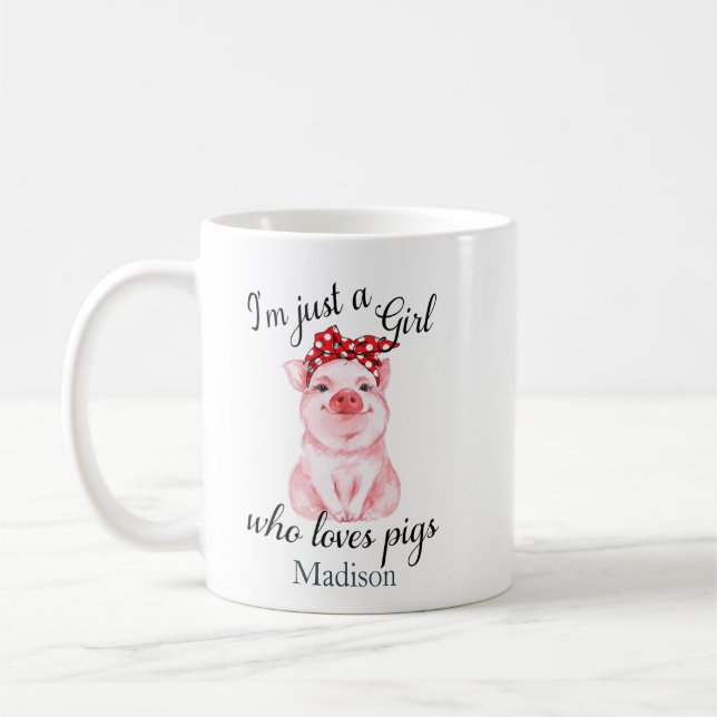 Personalisiert nur ein Mädchen, das Schweine Liebe Kaffeetasse (Links)