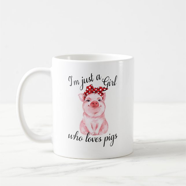 Personalisiert nur ein Mädchen, das Schweine Liebe Kaffeetasse (Links)