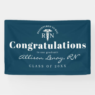 Personalisiert Nurse Abschluss Blue Script Party Banner