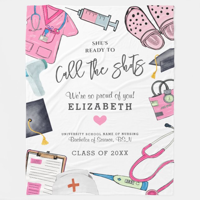 Personalisiert Nurse Abschluss Fleecedecke (Vorderseite)