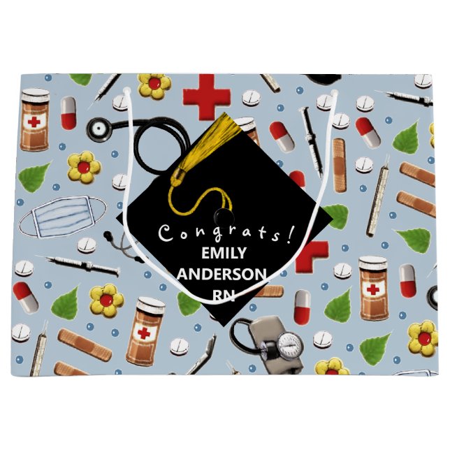 Personalisiert Nurse Abschluss Große Geschenktüte (Vorderseite)