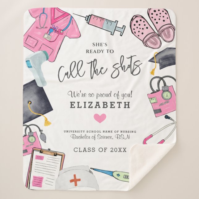 Personalisiert Nurse Abschluss Sherpadecke (Vorderseite)