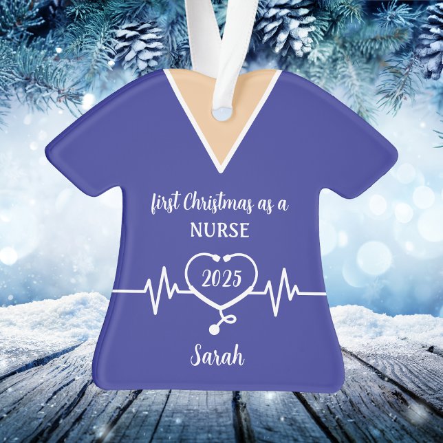 Personalisiert Nurse Blue Scrubs Weihnachten Ornament (Personalized Nurse Blue Scrubs Christmas Ornament
)