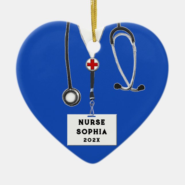 Personalisiert Nurse Christmas 2023 Sammelbar Keramik Ornament (Vorne)