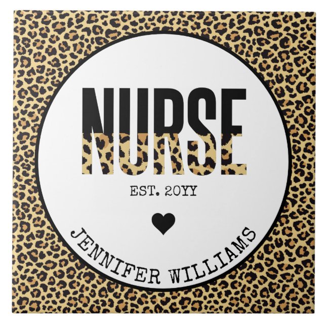 Personalisiert Nurse Est Cheetah RN Abschluss Fliese (Vorderseite)