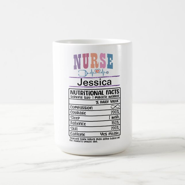 Personalisiert Nurse Nutrition Facts Funny Mug Kaffeetasse (Mittel)