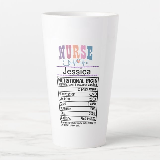 Personalisiert Nurse Nutrition Facts Funny Mug Milchtasse (Vorderseite)
